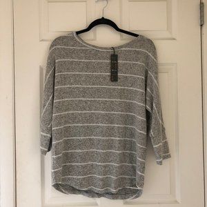 Light Grey Striped Knit Top, size Medium